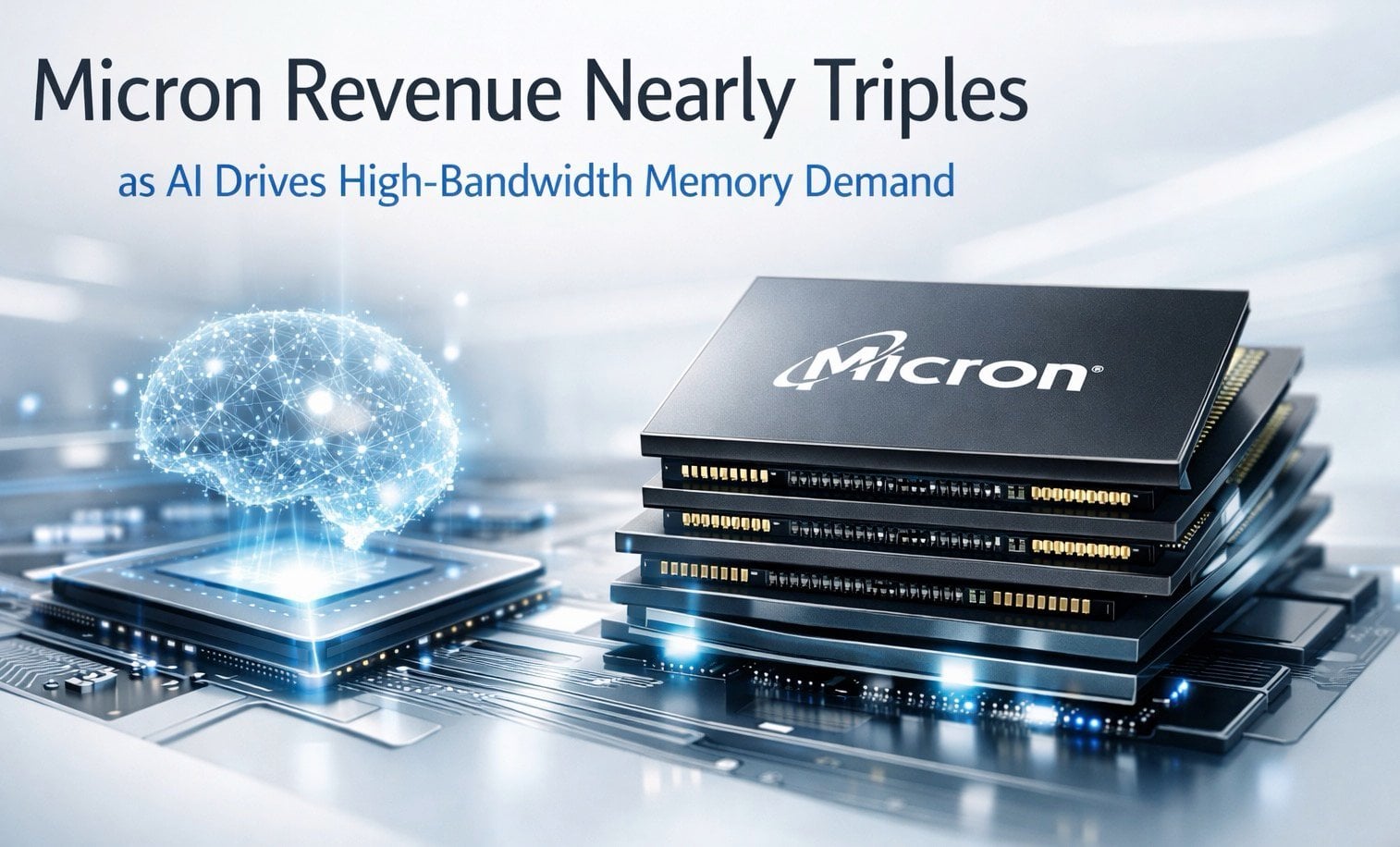Micron reports fiscal Q2 results showing revenue nearly tripled as demand for high-bandwidth memory climbs.