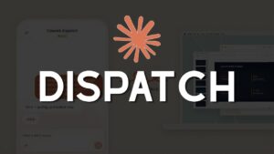 Phone screen showing Anthropic Dispatch connected to a desktop AI session with remote controls and task panel visible.