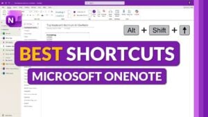OneNote in full-screen view, highlighting the F11 key used to switch in and out of distraction-free mode.