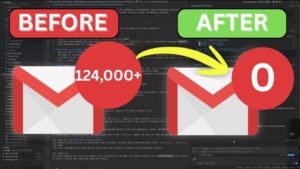 Screenshot-style view of Antigravity guiding a Python workflow to triage a Gmail inbox with 124,000 unread emails.