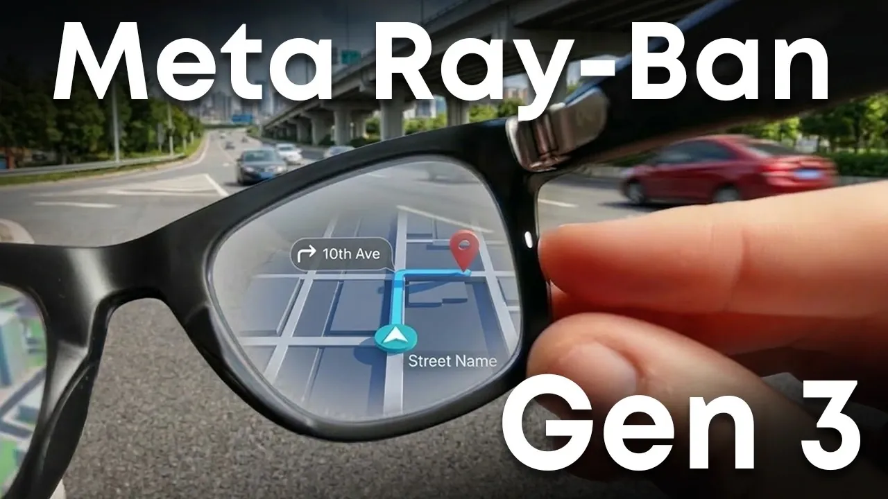 Close view of Ray-Ban Meta Gen 3 smart glasses concept, highlighting camera placement and thicker temples for battery.