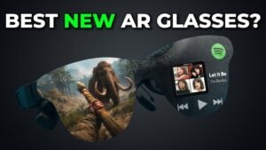 RayNeo Air 4 Pro arms with Bang & Olufsen speakers and optional sound tubes attached for more private audio.