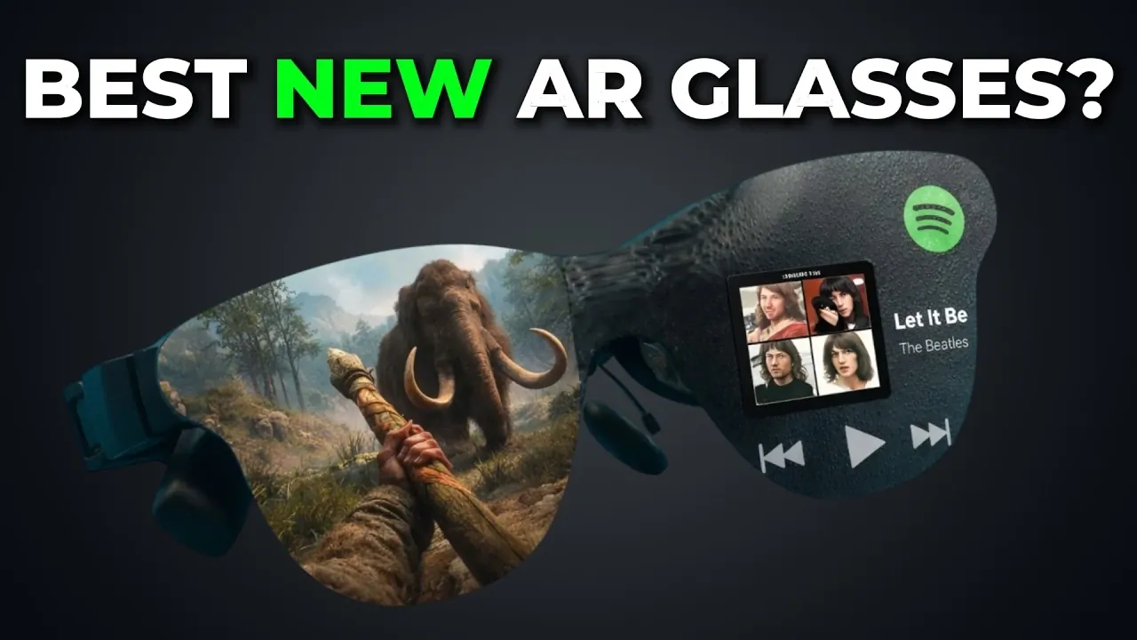 RayNeo Air 4 Pro arms with Bang & Olufsen speakers and optional sound tubes attached for more private audio.