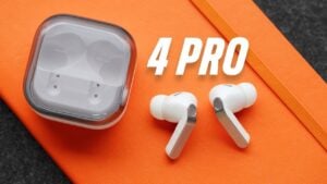Close-up of Samsung Galaxy Buds 4 Pro design and charging case