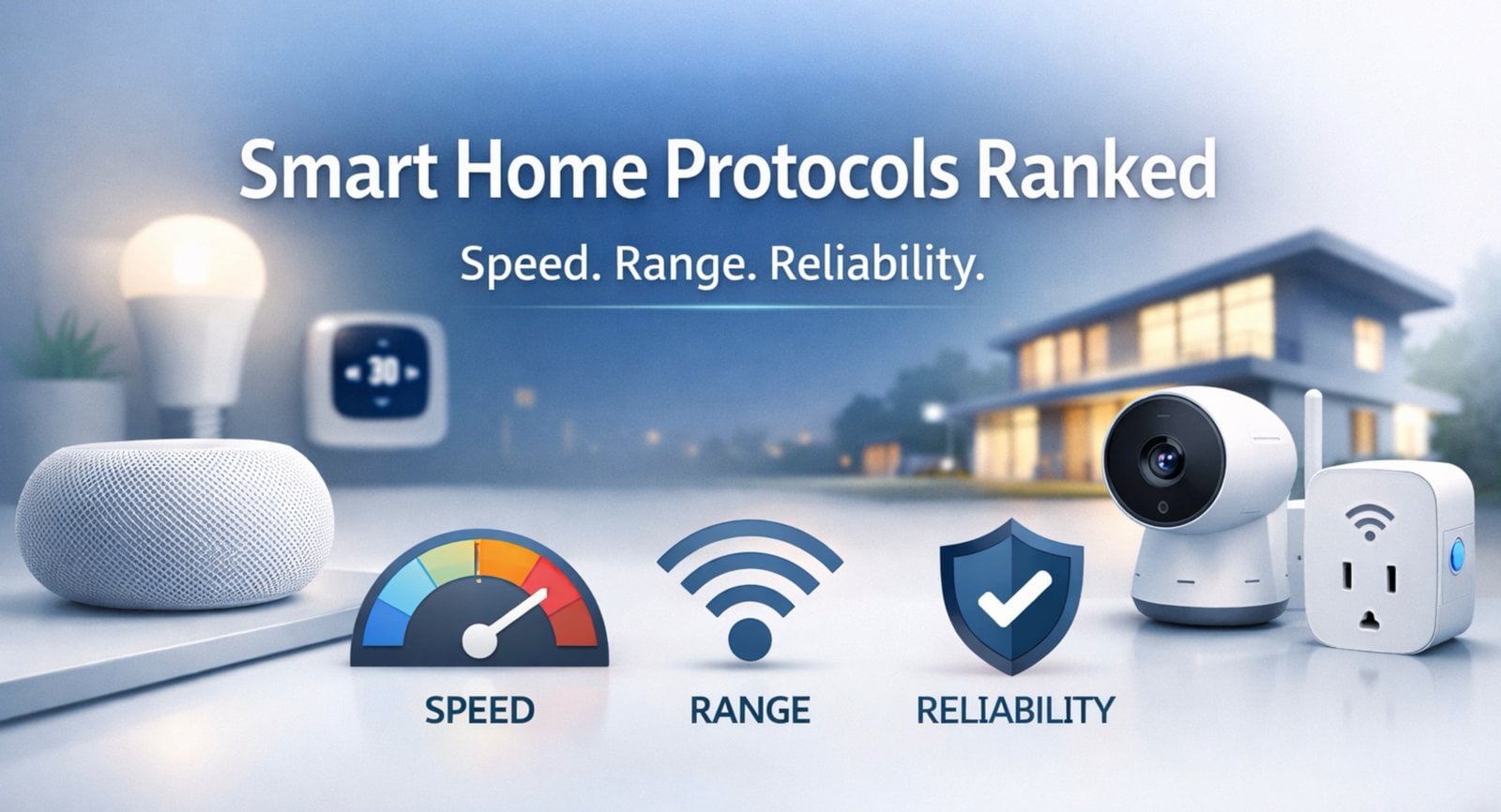 Matter-enabled smart home devices shown across Apple Home, Google Home, and Amazon apps with shared control.