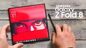 Charging test setup showing a 45W adapter connected to the Galaxy Z Fold 8 during fast-charge timing.