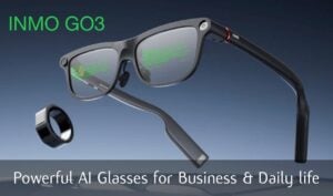 Person wearing INMO Air 3 smart glasses while working at a desk