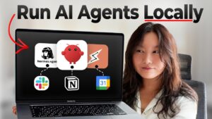 Laptop screen showing an automated AI dashboard managing daily workflows and emails.