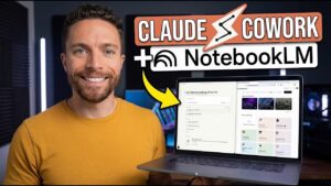 Claude and Google NotebookLM logos connected by an automation workflow arrow