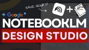 Side-by-side comparison of NotebookLM text and a Claude Design website prototype