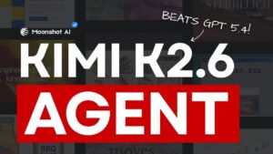 Diagram of Moonshot AI Kimi K2.6 coordinating 300 sub-agents for complex coding tasks.