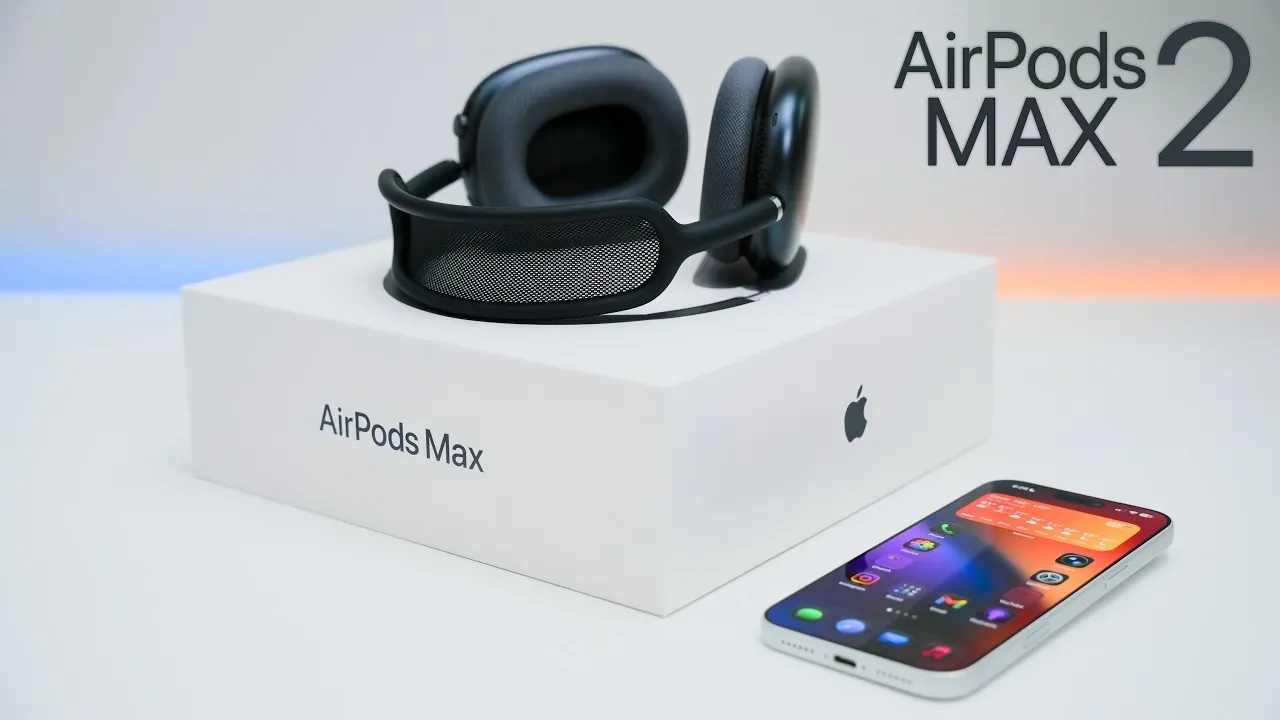 AirPods Max 2 pictured in multiple new colors, including Midnight and Orange, with the same overall shape.