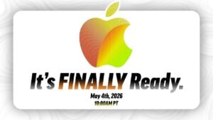 A graphic shows Apple’s May event lineup, highlighting seven device updates expected ahead of WWDC in June.