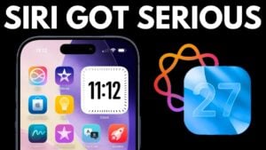 Concept image of iOS 27 showing a standalone Siri chatbot app with threaded chats and saved conversation history.