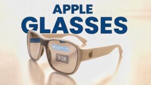 User wearing smart glasses while speaking a voice command, with iOS 27 Siri shown as the main control method.