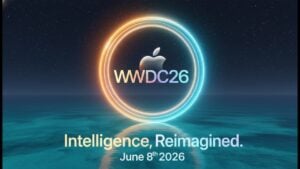Concept image showing Apple WWDC 2026 event branding with icons for Mac, Apple TV, iPad, and HomePod.