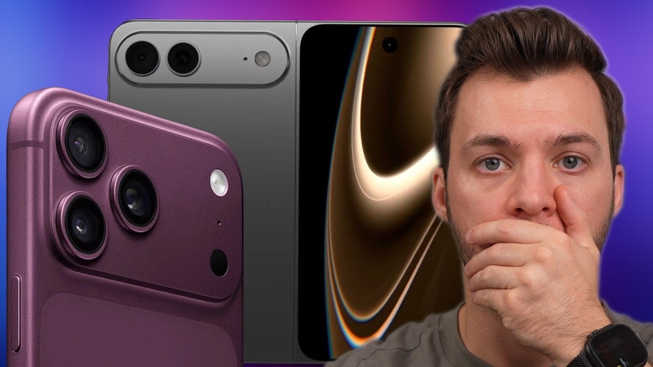 Render-style view of a foldable iPhone Ultra showing a 7.8-inch inner display and 5.5-inch outer screen.