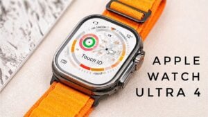 Screen mockup showing sleep tracking details on Apple Watch Ultra 4 with steadier overnight blood oxygen measurements.