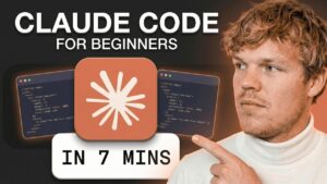 Beginner workflow in Claude Code showing a project folder, tech stack choice, and first generated files.