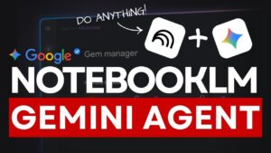 Diagram showing NotebookLM as the knowledge layer linked to Gemini Gems for behavior and response rules.