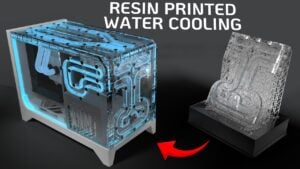 Compact 13L PC case concept showing water distribution plates built into the chassis for liquid cooling.