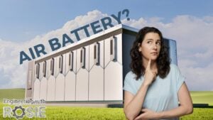 A detailed diagram showing the process of compressing, storing, and expanding air in a CAES facility.