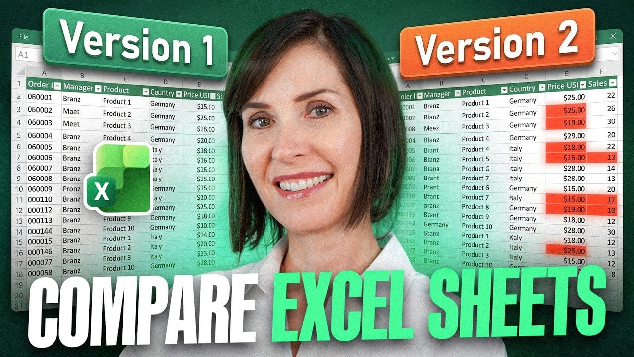 Conditional formatting rule highlighting mismatched data between two Excel sheets.