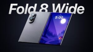 Samsung Galaxy Z Fold 8 shown open and closed, highlighting the 8-inch inner screen and 6.5-inch cover display.