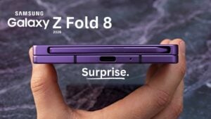 Side-by-side view comparing Fold 7 and Fold 8 camera cutout sizes, showing the narrower opening on the new model.