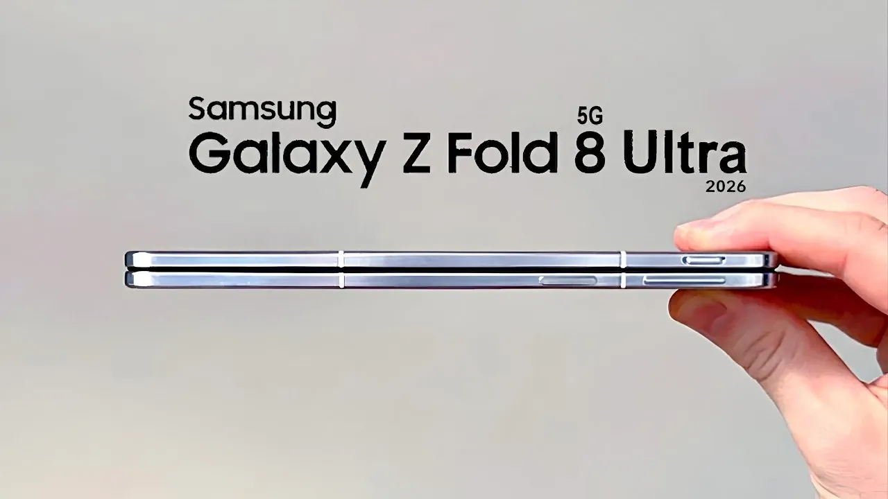 Close-up of a Galaxy Z Fold 8 screen showing the fold line under bright indoor lighting.