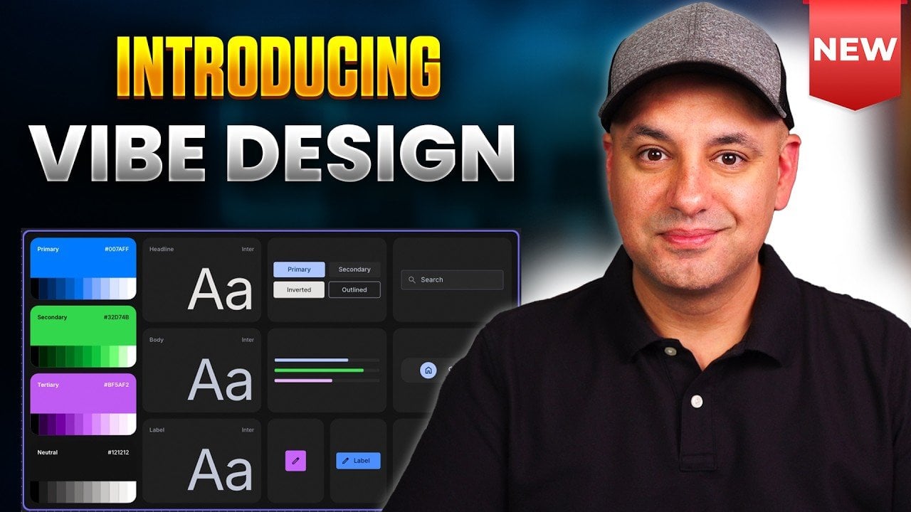 Google Stitch interface showing a text prompt creating a website homepage layout with editable sections and colors.