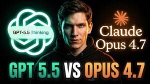 Comparison chart showing GPT 5.5 and Claude Opus 4.7 performance benchmarks