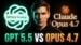 Comparison chart showing GPT 5.5 and Claude Opus 4.7 performance benchmarks
