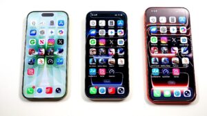 Close look at iPhone 17 Pro and Pro Max screens highlighting the larger viewing area on the Max.