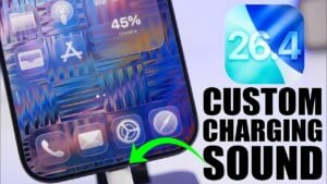 iPhone Shortcuts screen showing an automation triggered when a charging cable is connected in iOS 26.4.