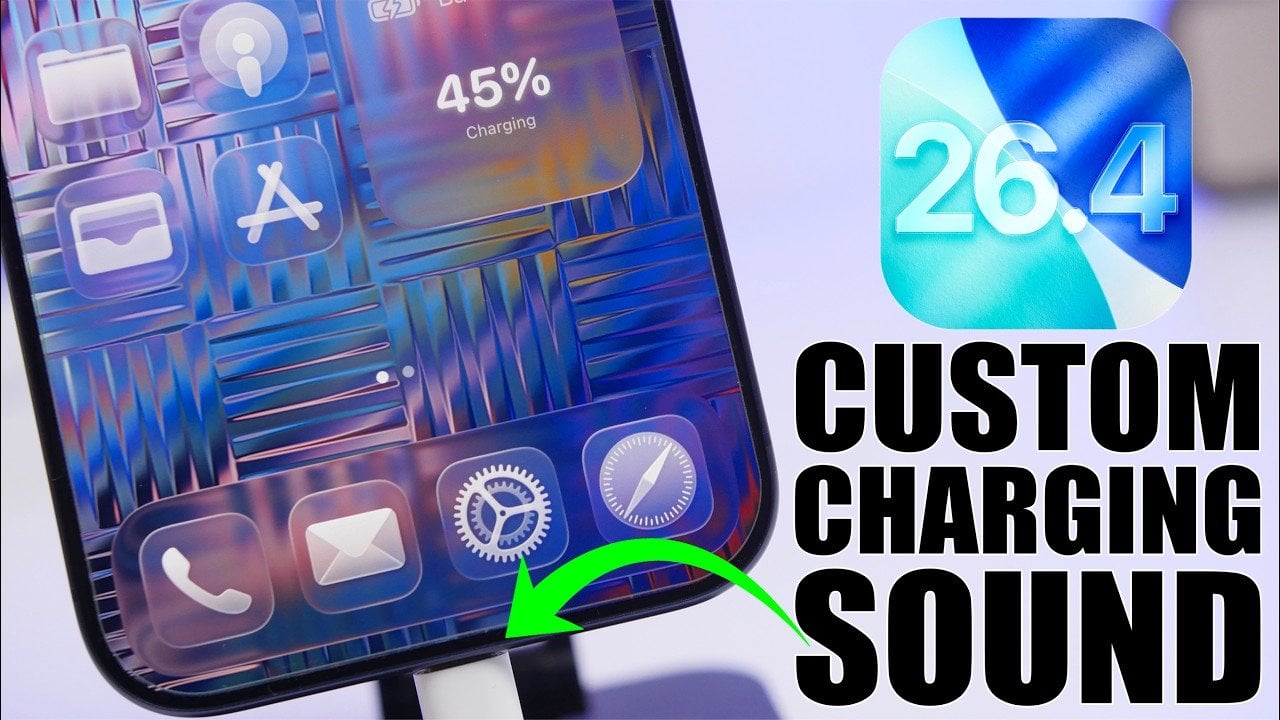 iPhone Shortcuts screen showing an automation triggered when a charging cable is connected in iOS 26.4.