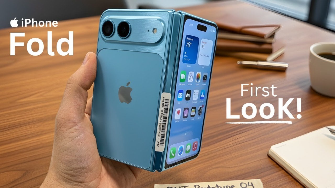 Comparison image placing the iPhone Fold next to iPhone 18 Pro models to show size and lineup position.