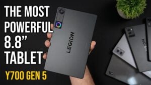 Game Assistant panel on Legion Y700 Gen 5 with FPS counter, key mapping, and performance modes.