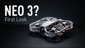 Close-up of a lightweight DJI palm-launch drone taking off from a hand