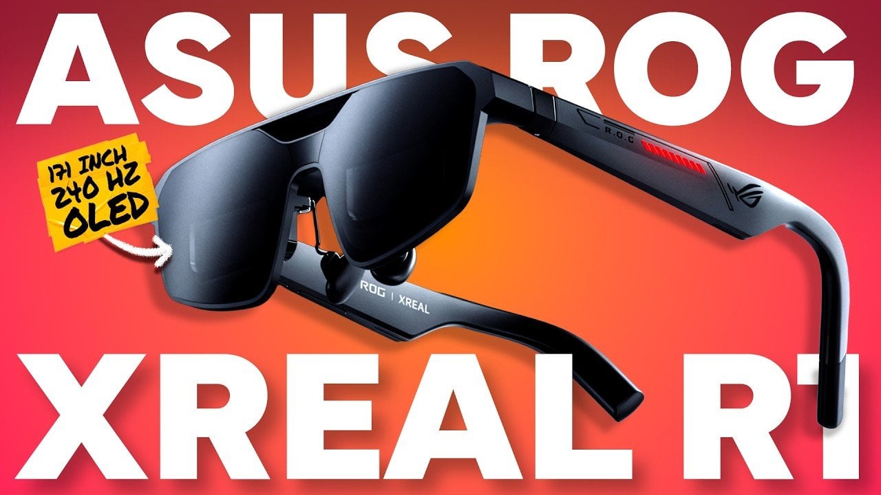 Gamer wearing ASUS ROG XREAL R1 glasses with dynamic lighting effects active