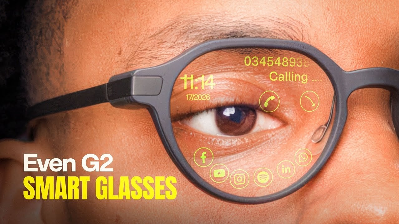 Simulated view of the Even Realities G2 head up display showing real time translation