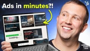 Screenshot of Replet 4 ad creation skill showing prompt input and platform options for LinkedIn and Instagram.
