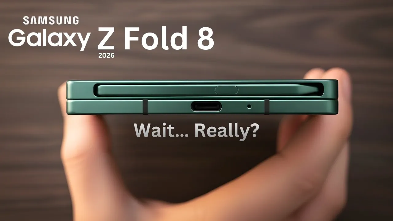 Samsung Galaxy Z Fold 8 shown folded and unfolded, highlighting the larger 8-inch inner display and cover screen.