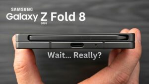 Illustration of a stylus near a foldable display, reflecting the rumored S Pen return on Z Fold 8.