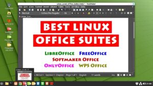 Comparison graphic showing Microsoft Office file compatibility across Linux suites