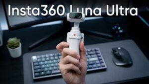 Insta360 Luna Ultra pocket gimbal camera next to a DJI Osmo Pocket 4