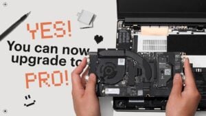 Original Framework Laptop 13 next to the redesigned Framework 13 Pro aluminum chassis