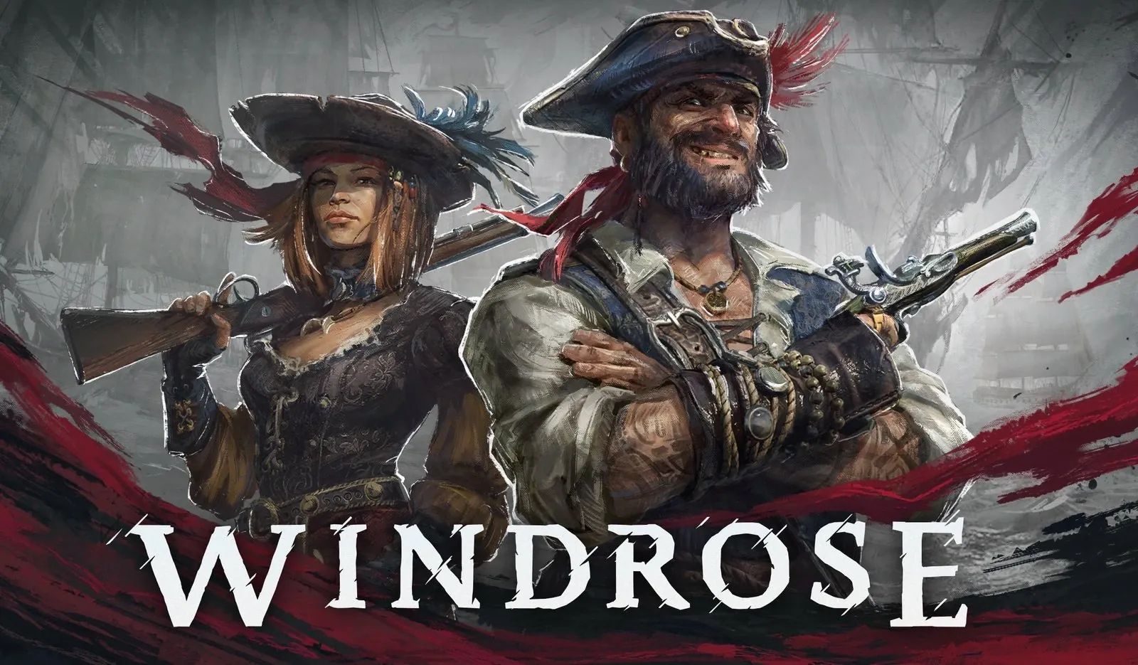 Split screen showing Windrose pirate survival gameplay next to Skull and Bones ship combat