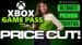 Graphic displaying Xbox Game Pass Ultimate price dropping from $29.99 to $22.99