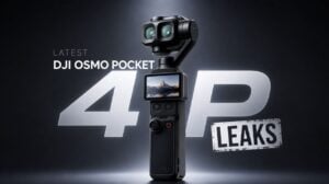 DJI Osmo Pocket 4P gimbal camera showing the dual sensor setup